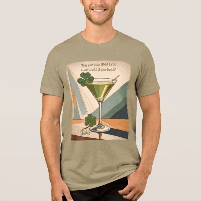 Camiseta Triblenda Mid Century Modern Art Shamrock Martini Sláinte!  (Anverso)