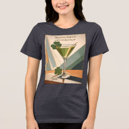 Camiseta Triblenda Mid Century Modern Art Shamrock Martini Sláinte! 