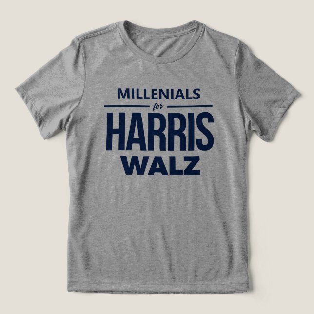 Camiseta Triblenda Millenials para Harris Walz (Diseño delantero )