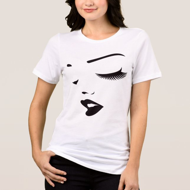 Camiseta Triblenda Minimal Face Line Art Women’s T-Shirt (Anverso)