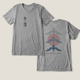 Camiseta Triblenda Minimal Japanese Fish Hawk Ukiyo-e Style Gray