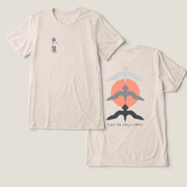 Camiseta Triblenda Minimal Japanese Fish Hawk Ukiyo-e Style Oatmeal