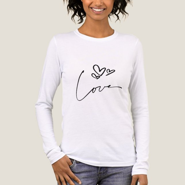 Camiseta Triblenda Minimal Love Line Art Long Sleeve Shirt for Women (Anverso)