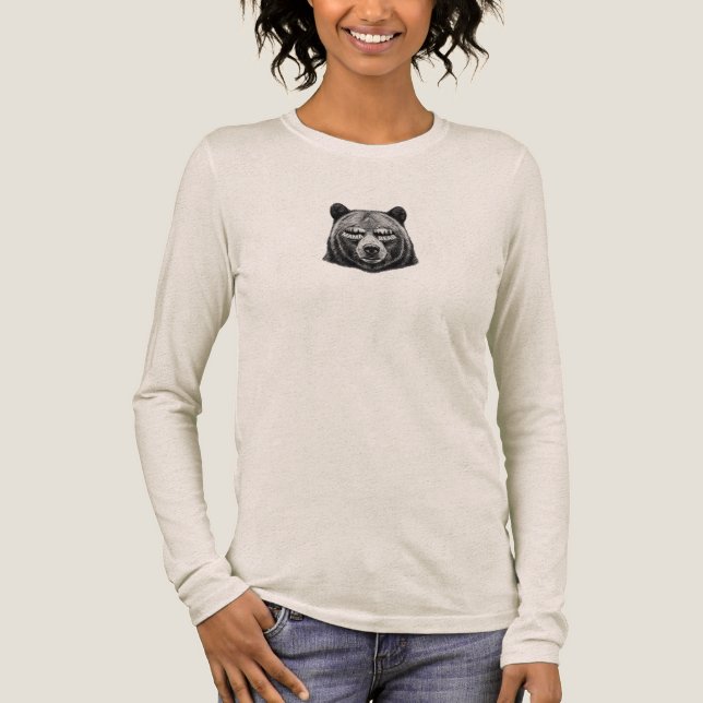 Camiseta Triblenda Minimalist Bear Graphic Long Sleeve Shirt – Cute W (Anverso)