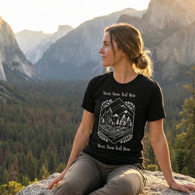 Camiseta Triblenda Minimalist Hiker Mountain Crest Your Text Design (Minimalist Hiker Mountain Crest. Enjoy the view! Add Your Text for a truly unique outdoor tee.)