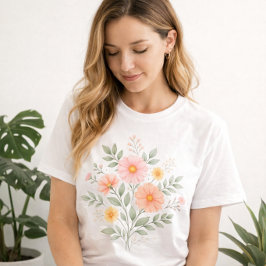 Camiseta Triblenda Minimalist Pastel Floral Bouquet
