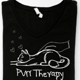 Camiseta Triblenda Minimalist Purr Therapy Cat Lover Doodle T-Shirt