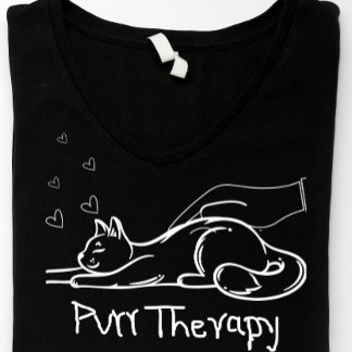 Camiseta Triblenda Minimalist Purr Therapy Cat Lover Doodle T-Shirt