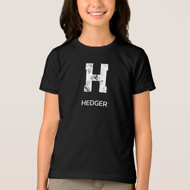 CAMISETA TRIBLENDA MINIMALIST WHITE ONE LETTER MONOGRAM NAME BLACK (Anverso)