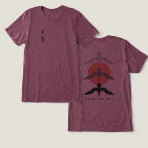 Camiseta Triblenda Minimalista Halcón de Pescado Japonés Estilo Ukiyo