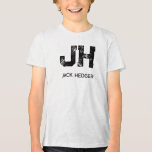 CAMISETA TRIBLENDA MINIMALISTA MONOGRAMA DE DOS LETRAS NEGRO NOMBRE B