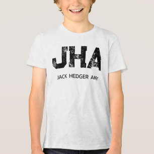 CAMISETA TRIBLENDA MINIMALISTA MONOGRAMA DE TRES LETRAS EN NEGRO NOMB