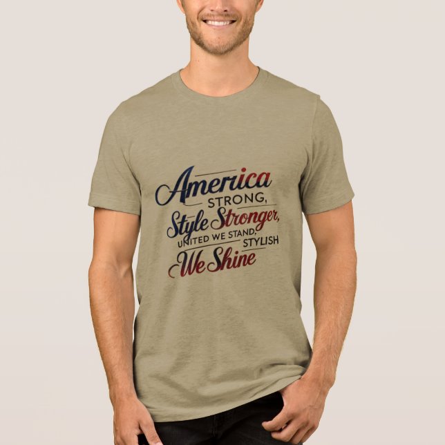 Camiseta Triblenda Mínimo Tee del Orgullo de EE.UU. - América fuerte, (Anverso)