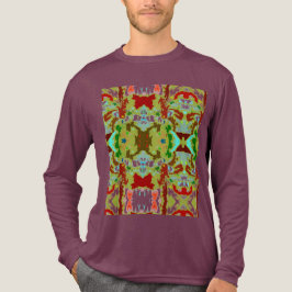 Camiseta Triblenda Mint Green Olive Red Abstract Flower Tile Art