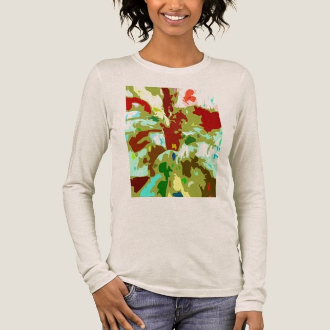 Camiseta Triblenda Mint Green Olive Red Abstrasy Fantasy Flower (Anverso)