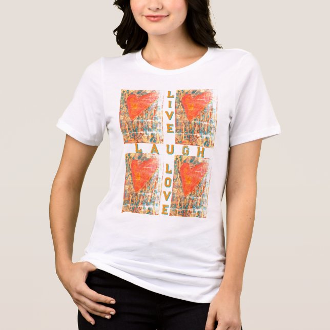 Camiseta Triblenda Mirada angustiada Corazón vive risa amor (Anverso)