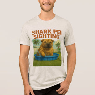 Camiseta Triblenda Mirando a Shark Pei: Edición de aguas traseras