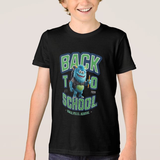 Camiseta Triblenda ¡Misión de regreso a la escuela de Blue Monster! (Anverso)
