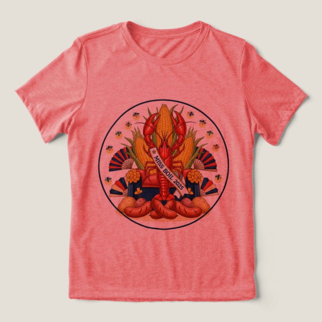 Camiseta Triblenda Miss Boil 2025 Crawfish Queen Tee 👑 🌶️ (Diseño delantero )