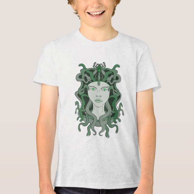 Camiseta Triblenda Mitología griega de la gorra de serpiente Medusa G (Anverso)