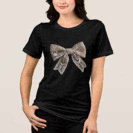 Camiseta Triblenda Moda boho minimalista con lazo de encaje gráfico