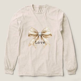 Camiseta Triblenda Moda Cream Silver Glam Bow Love