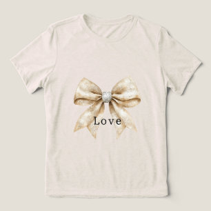 Camiseta Triblenda Moda Cream Silver Glam Bow Love
