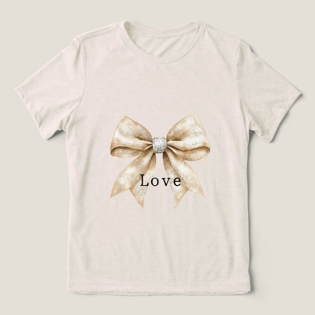 Camiseta Triblenda Moda Cream Silver Glam Bow Love (Diseño delantero )