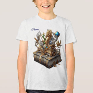 Camiseta Triblenda Moda Elegante Swirls en oro, plata, azul, amarillo
