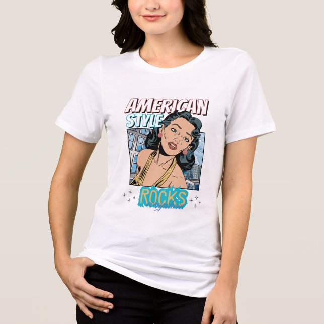 Camiseta Triblenda Moda Estadounidense Gráfico Tee (Anverso)