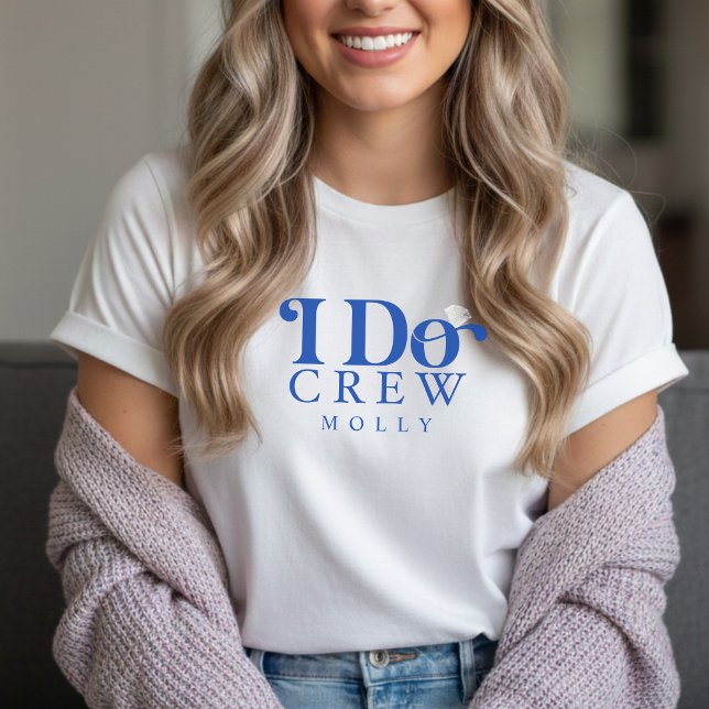 Camiseta Triblenda Modern I Do Crew Cobalt Blue Bridesmaid (Get the crew together in style with this trendy "I Do Crew" design!)
