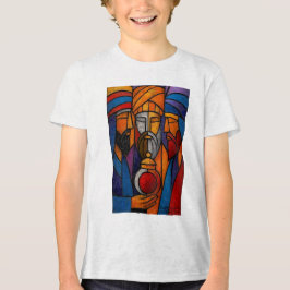 Camiseta Triblenda Modern Stained Glass Three Wise Men in English