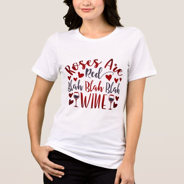 Camiseta Triblenda Moderno y gracioso El día de San Valentín Wine dic (Anverso)