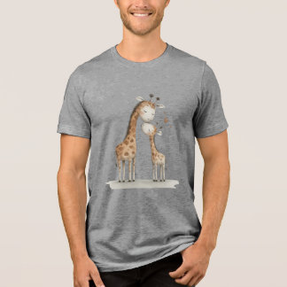 Camiseta Triblenda Mom & Baby Giraffe Cute Illustration