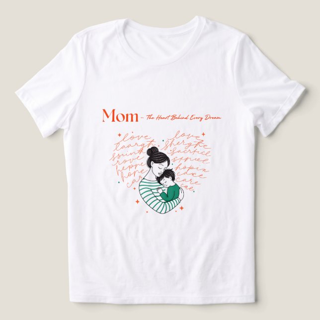Camiseta Triblenda Mom Heart Love Typography Motherhood Art (Diseño delantero )