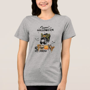 Camiseta Triblenda Moño de pelo Feliz Halloween Mama Espeluznante