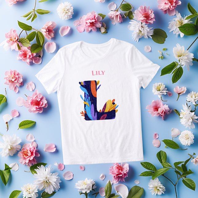 Camiseta Triblenda Monograma artístico - Carta L Regalo de cumpleaños (Subido por el creador)
