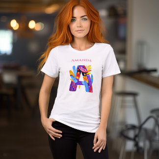 Camiseta Triblenda Monograma artístico - Letra A cumpleaños colorido