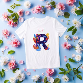 Camiseta Triblenda Monograma Artístico - Letra R Regalo de Cumpleaño