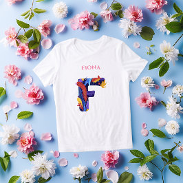 Camiseta Triblenda Monograma Creativo - Letra F | Cumpleaños Vibrante