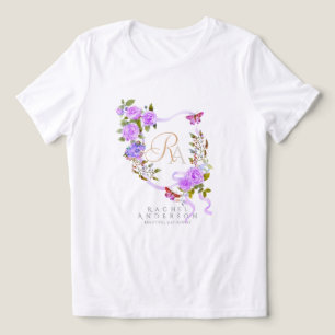 Camiseta Triblenda Monograma de Moda de cinta Rosa púrpura
