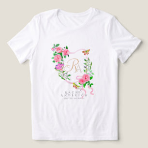 Camiseta Triblenda Monograma de Moda de cinta rosa rosa