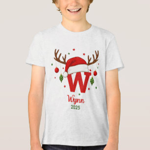 Camiseta Triblenda Monograma de Navidad Personalizado W con Sombrero