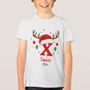 Camiseta Triblenda Monograma de Navidad Personalizado X Gorro de Sant