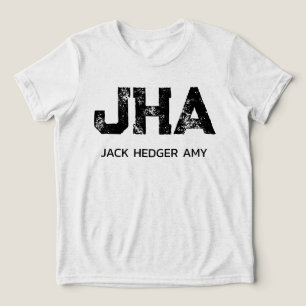 CAMISETA TRIBLENDA MONOGRAMA DE TRES LETRAS NEGRO MINIMALISTA NOMBRE
