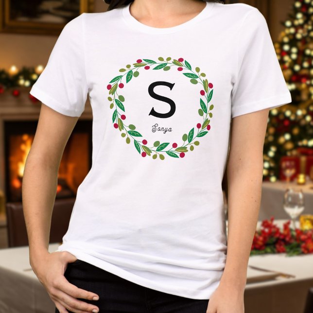 Camiseta Triblenda Monograma inicial - Navidades familiares de mujere (Subido por el creador)