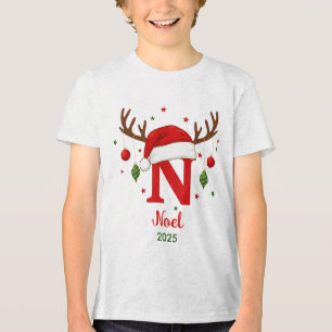 Camiseta Triblenda Monograma personalizado de Navidad Sombrero de San