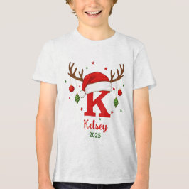 Camiseta Triblenda Monograma personalizado de Navidad Sombrero de San