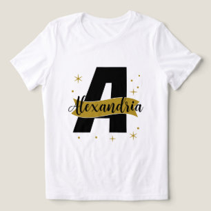 Camiseta Triblenda Monograma Personalizado Negro Blanco Dorado