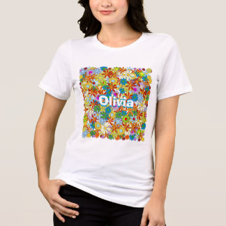 Camiseta Triblenda Monograma personalizado o patrón floral de nombre